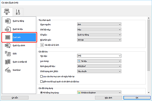 hình: Hộp thoại Cài đặt